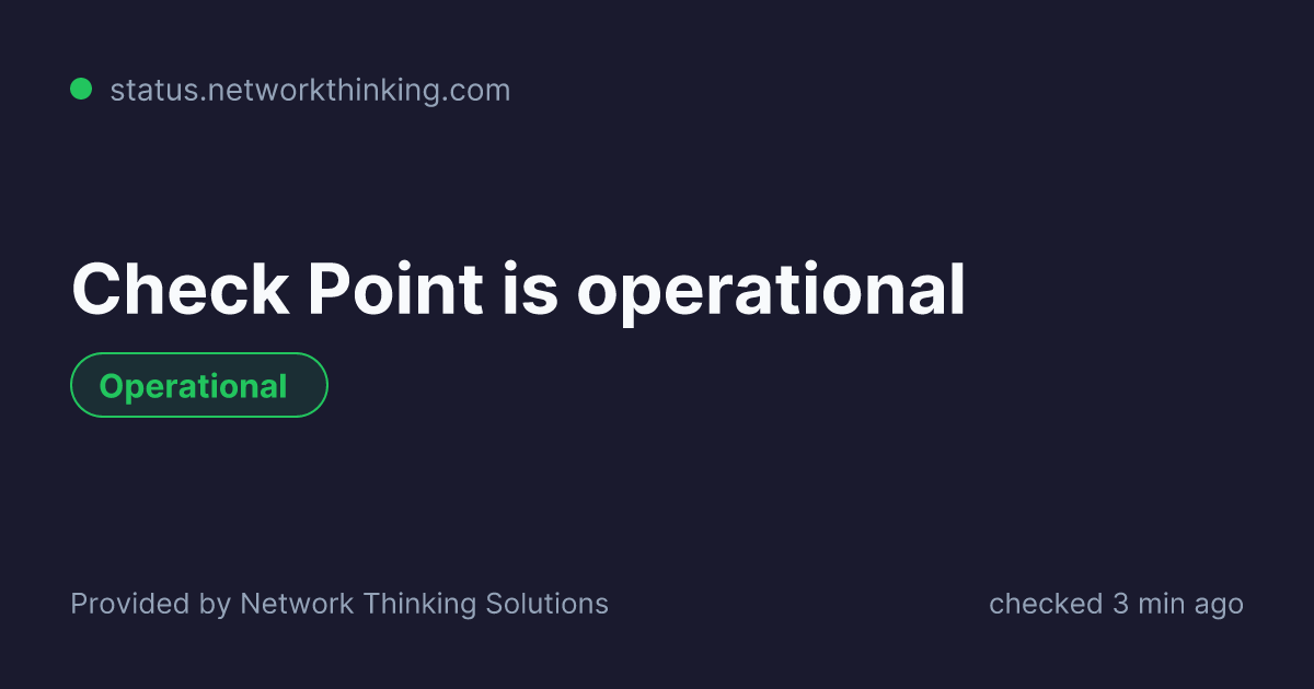 Is Check Point down? Check Point Status | NTS Status